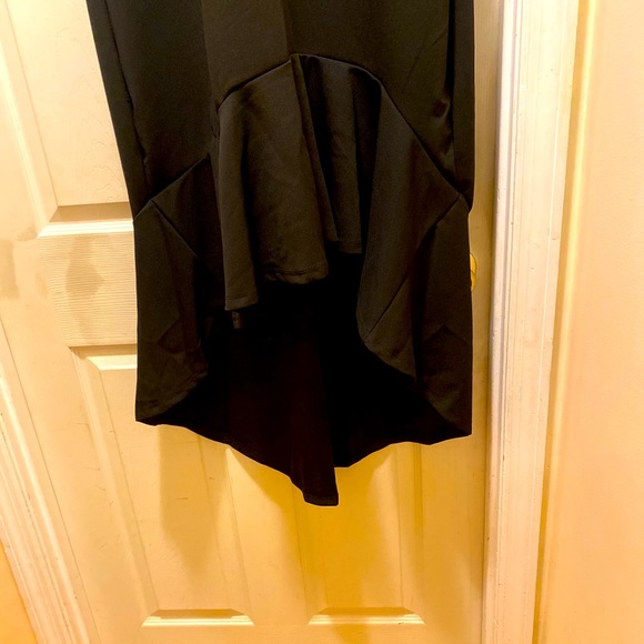 Black Hi-Lo dress with mesh top - Picture 2 of 4